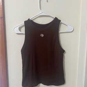 Target Brown Ribbed Tank Top with Shell Detail